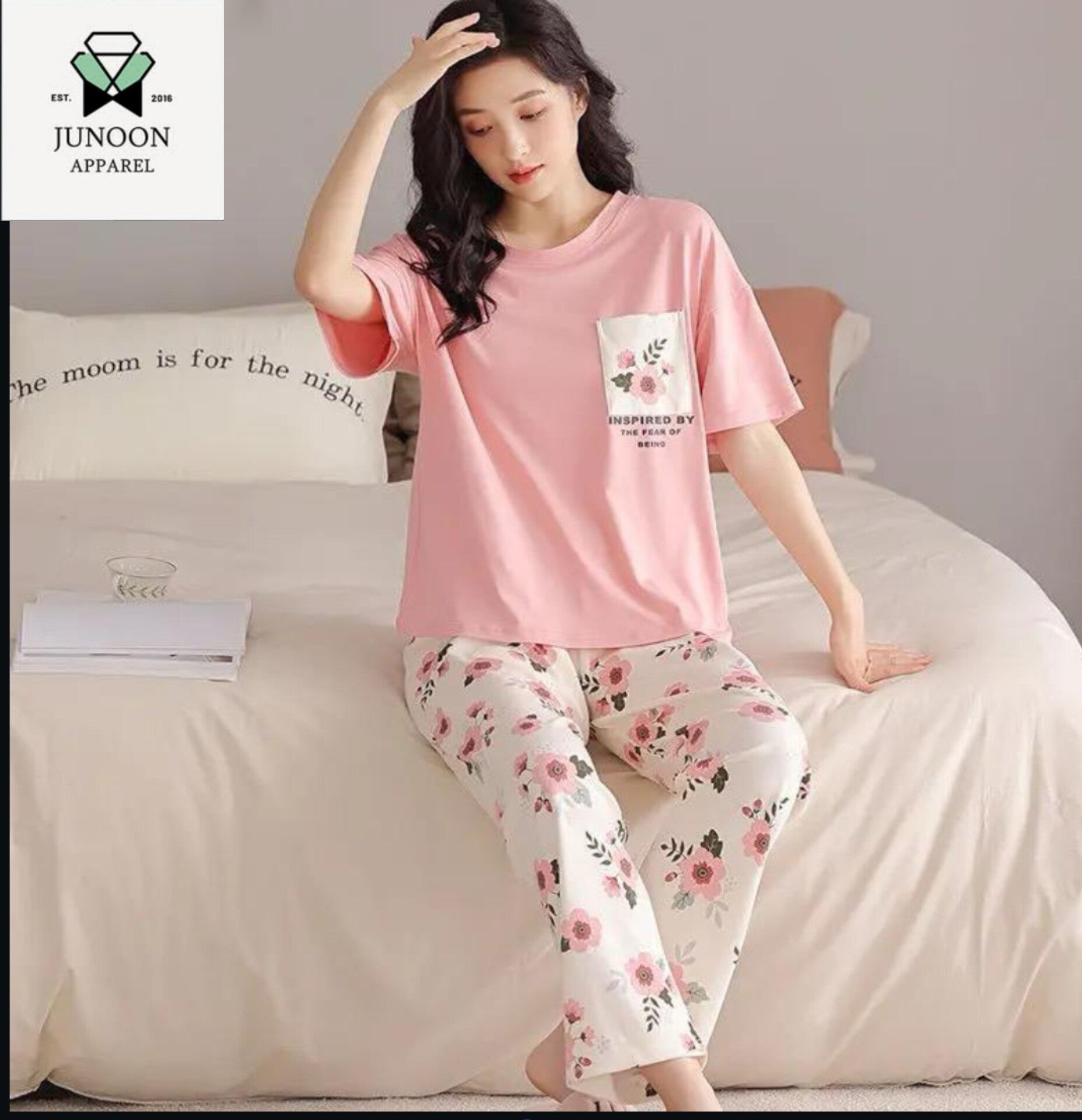 Floral Printed Night Suit – Premium Cotton Jersey Fabric