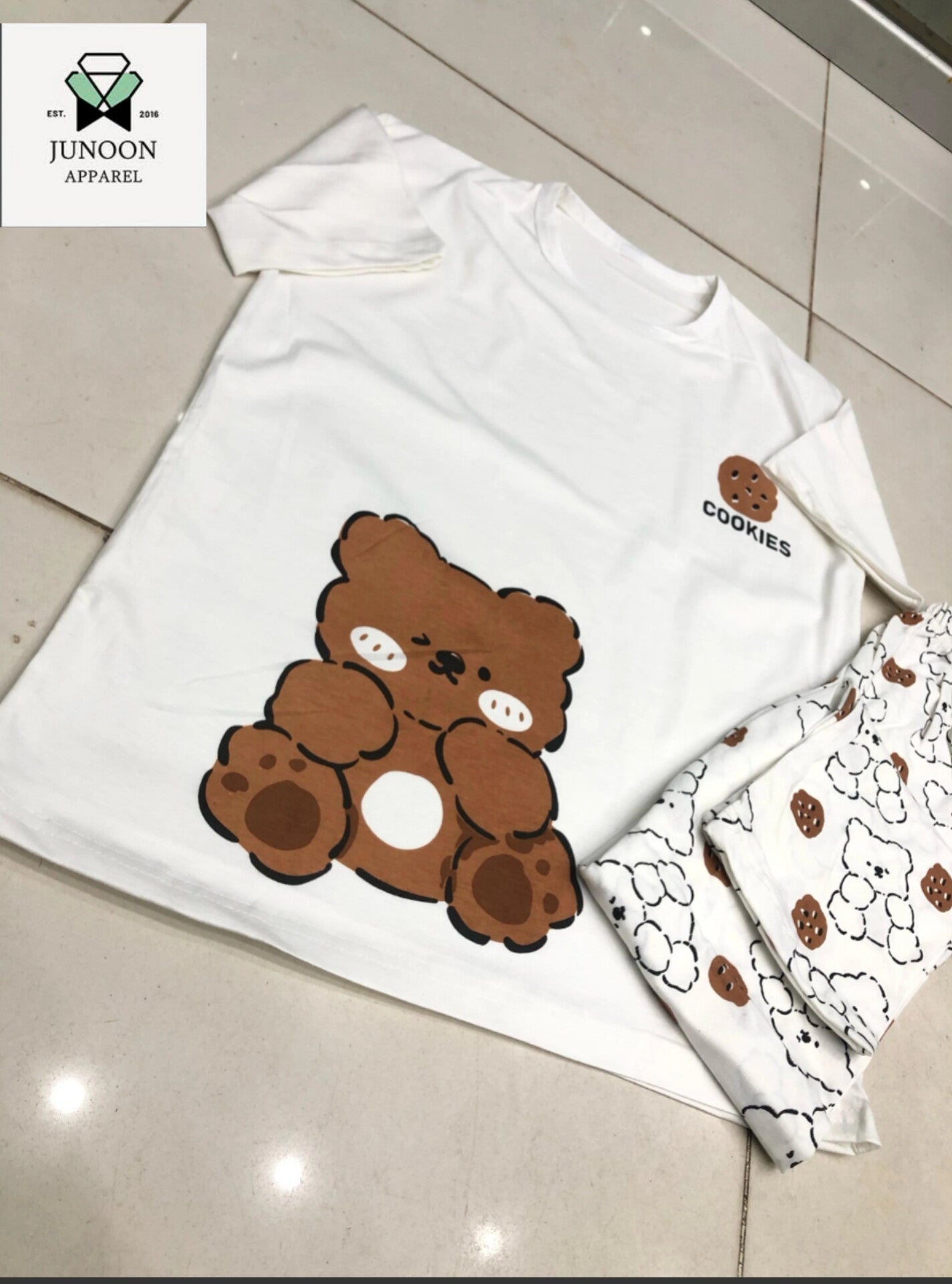 new bear cookies design night dress in cotton fabric