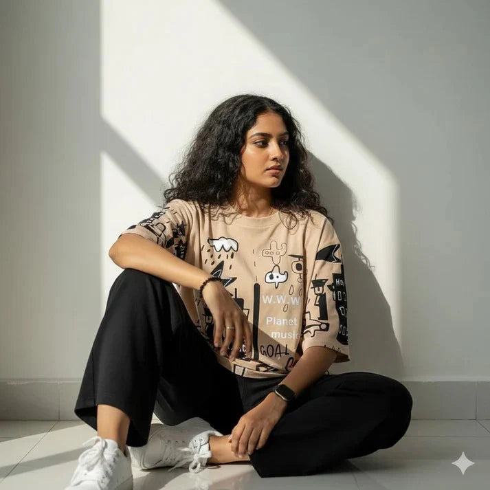 planet printed style night suit cotton jarsy fabric