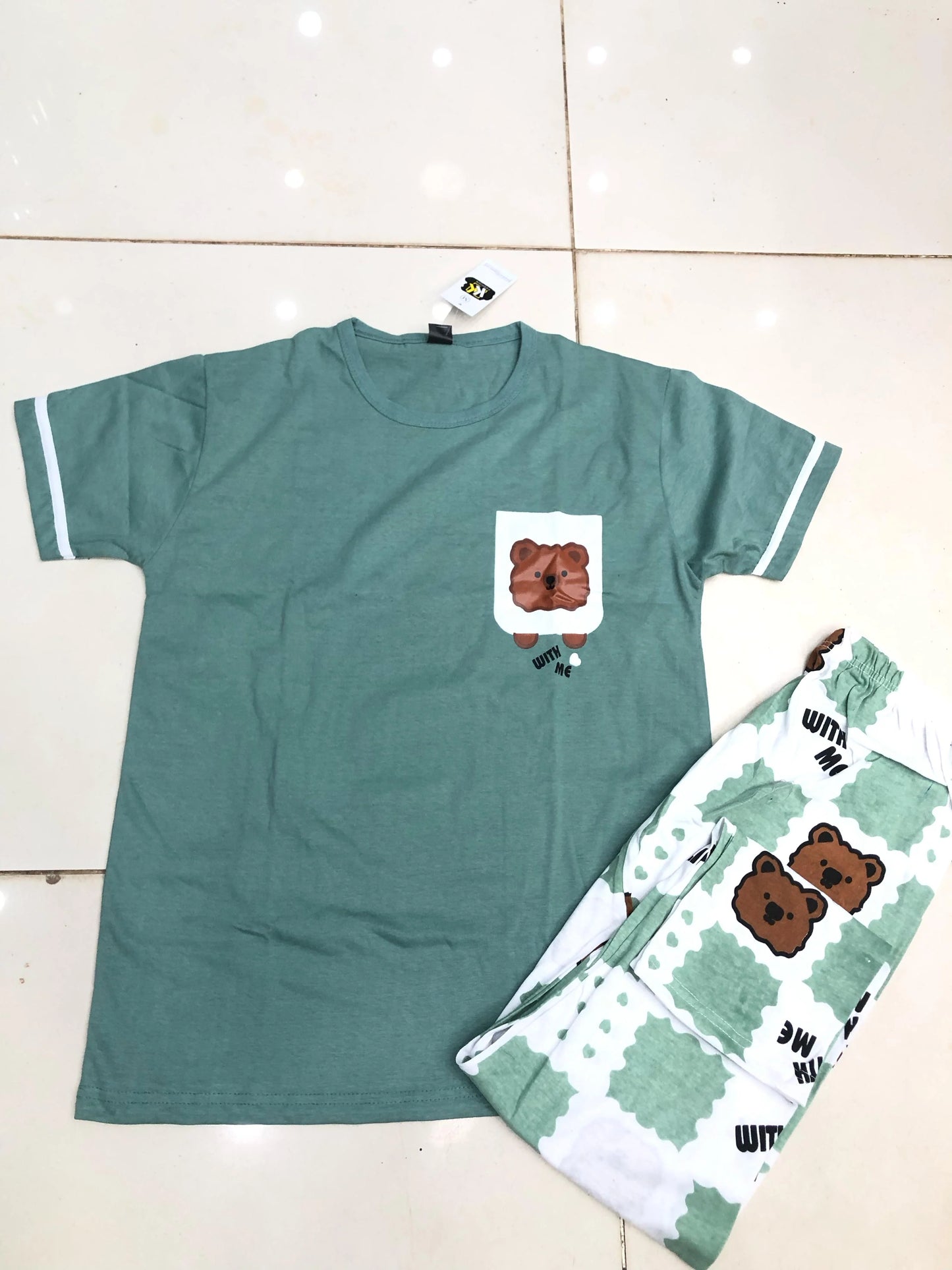 green pocket design night suit premium fabric for girls and woman