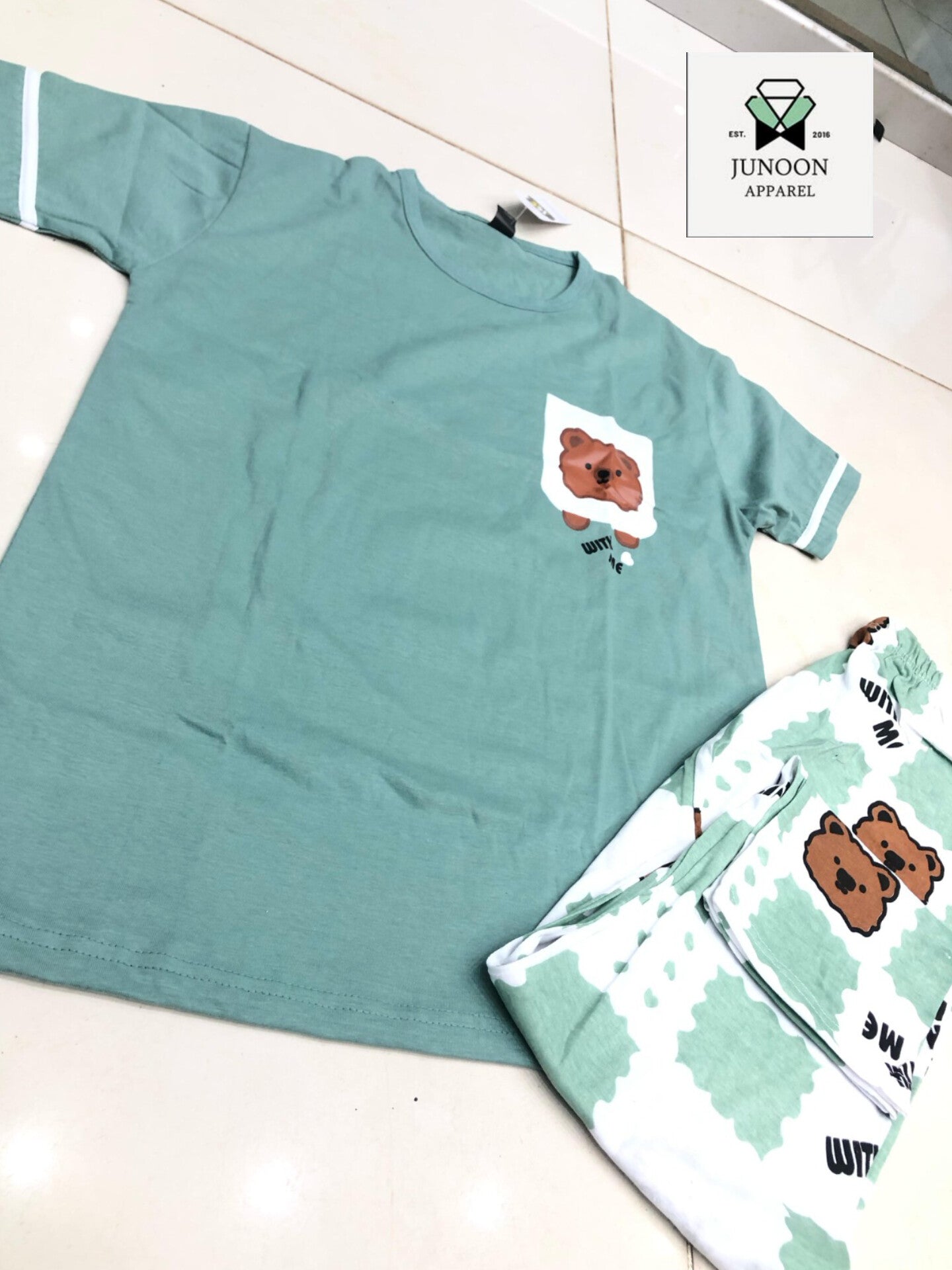 Green Pocket Design Night Suit – Premium Fabric for Girls & Women