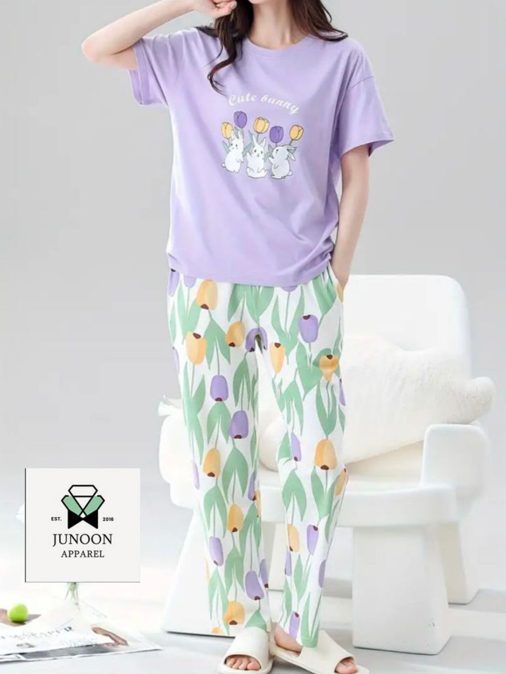 Purple Night Suit – Cotton Jersey Fabric