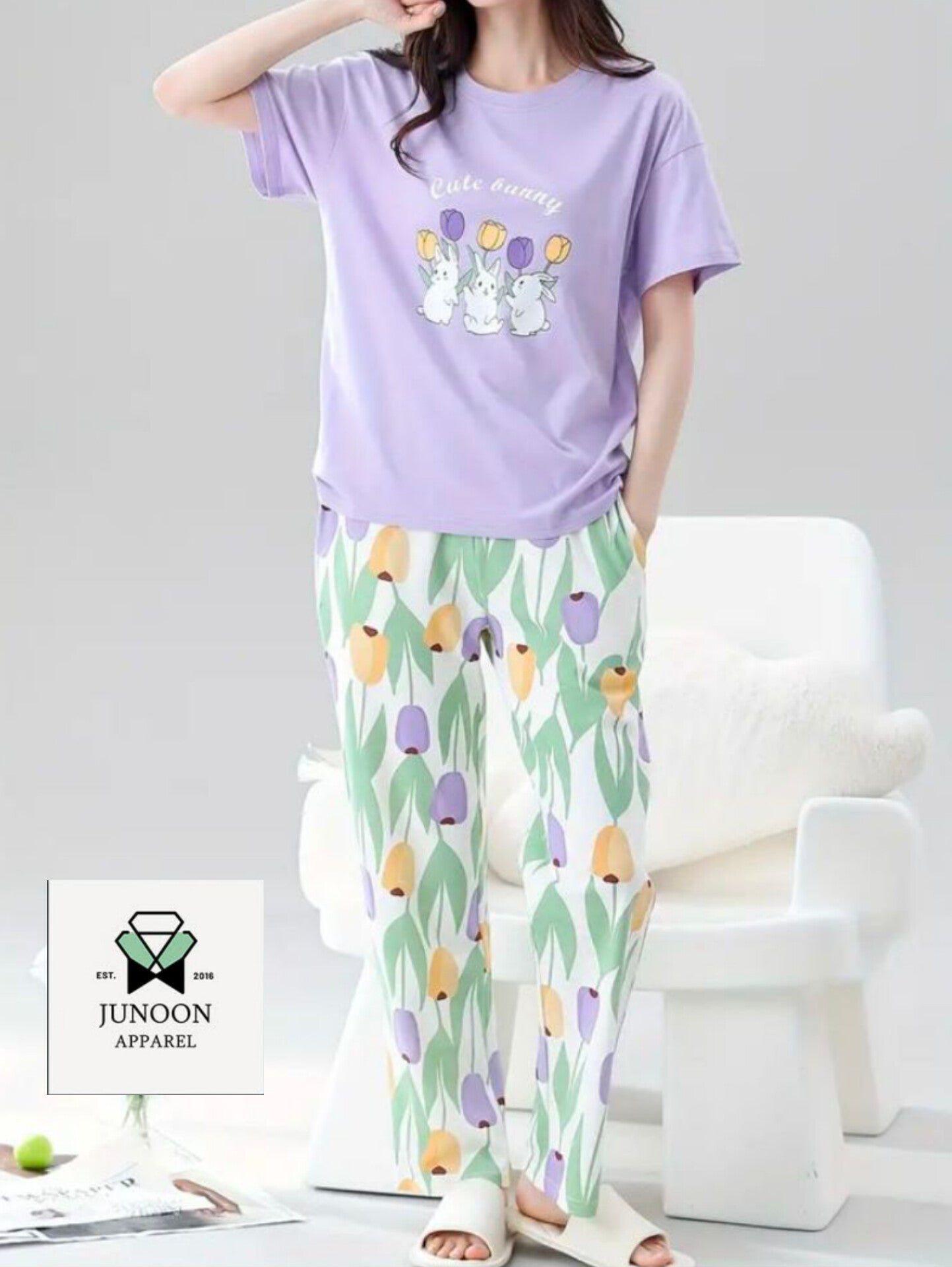 Purple Night Suit – Cotton Jersey Fabric