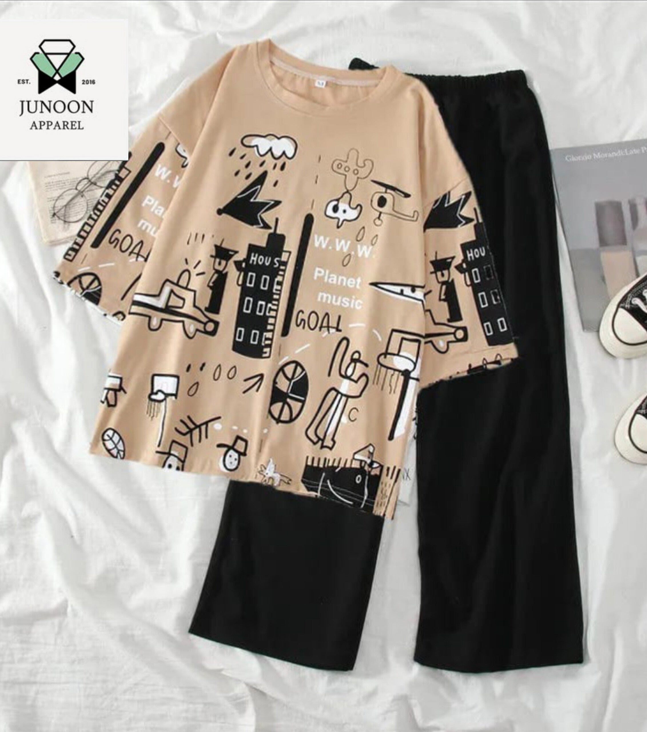 Planet Printed Night Suit – Cotton Jersey Fabric