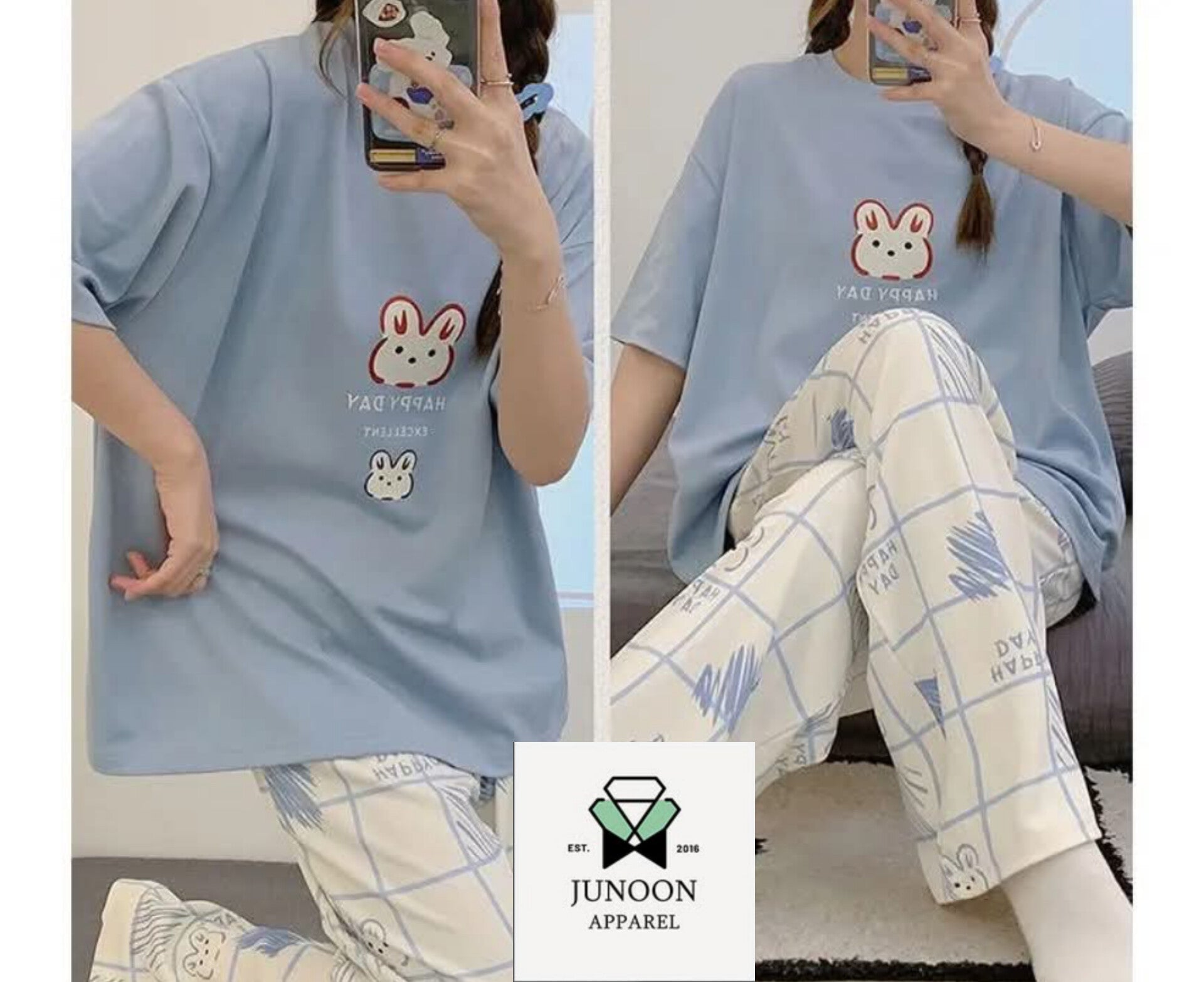 Blue Night Suit – Cotton Jersey Fabric