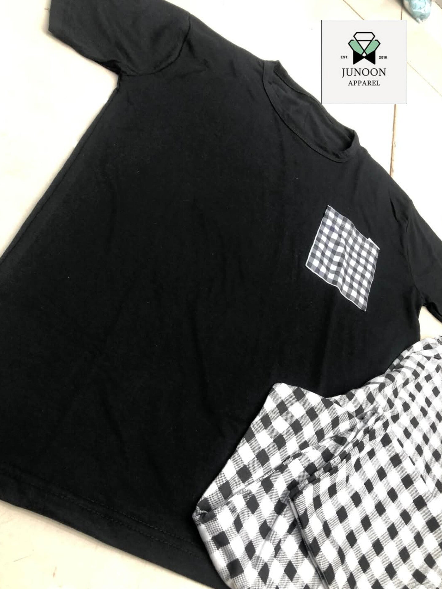 black pocket design  night dress in cotton fabric