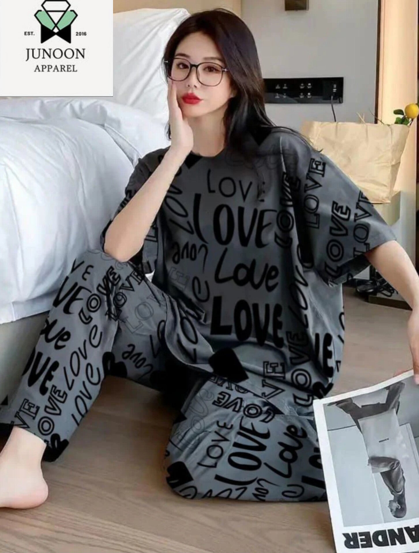 Love Print Night Suit – Stylish & Comfortable