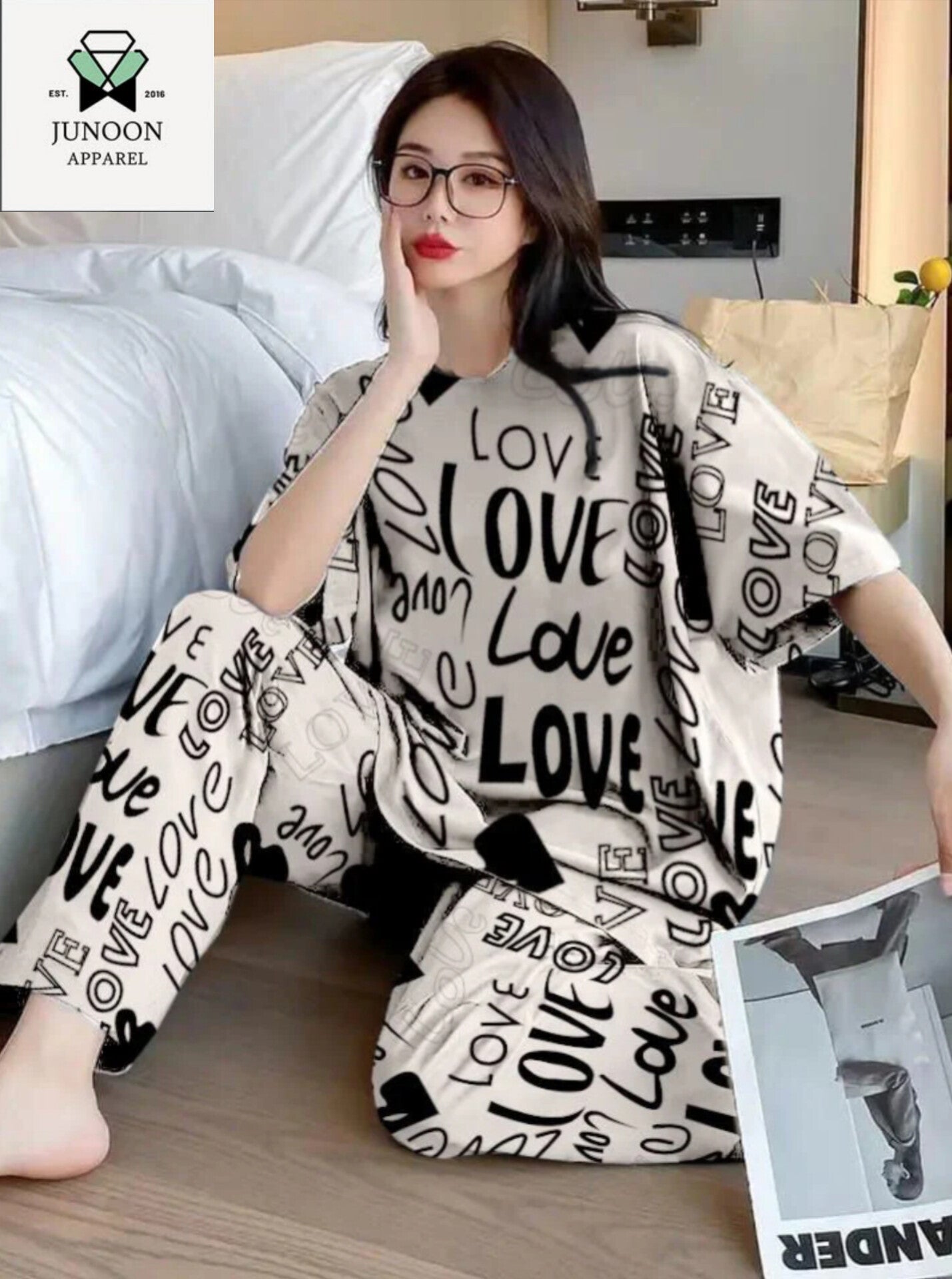 Love Print Night Suit – Stylish & Comfortable