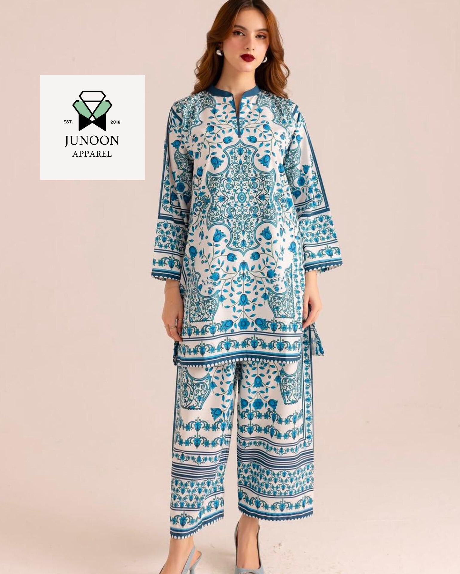 Blue printed co ord set 2 pc
