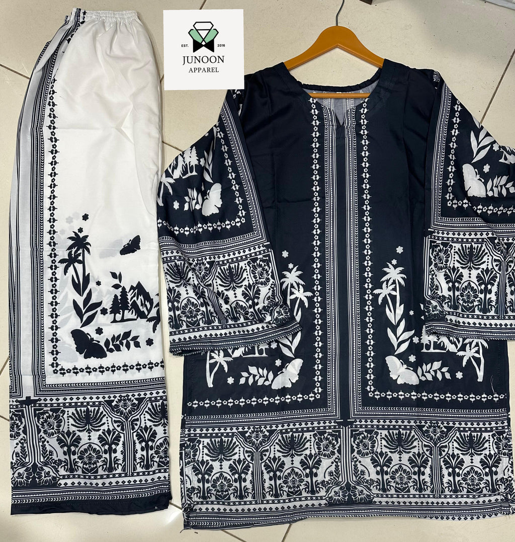 black and white printed co ord set