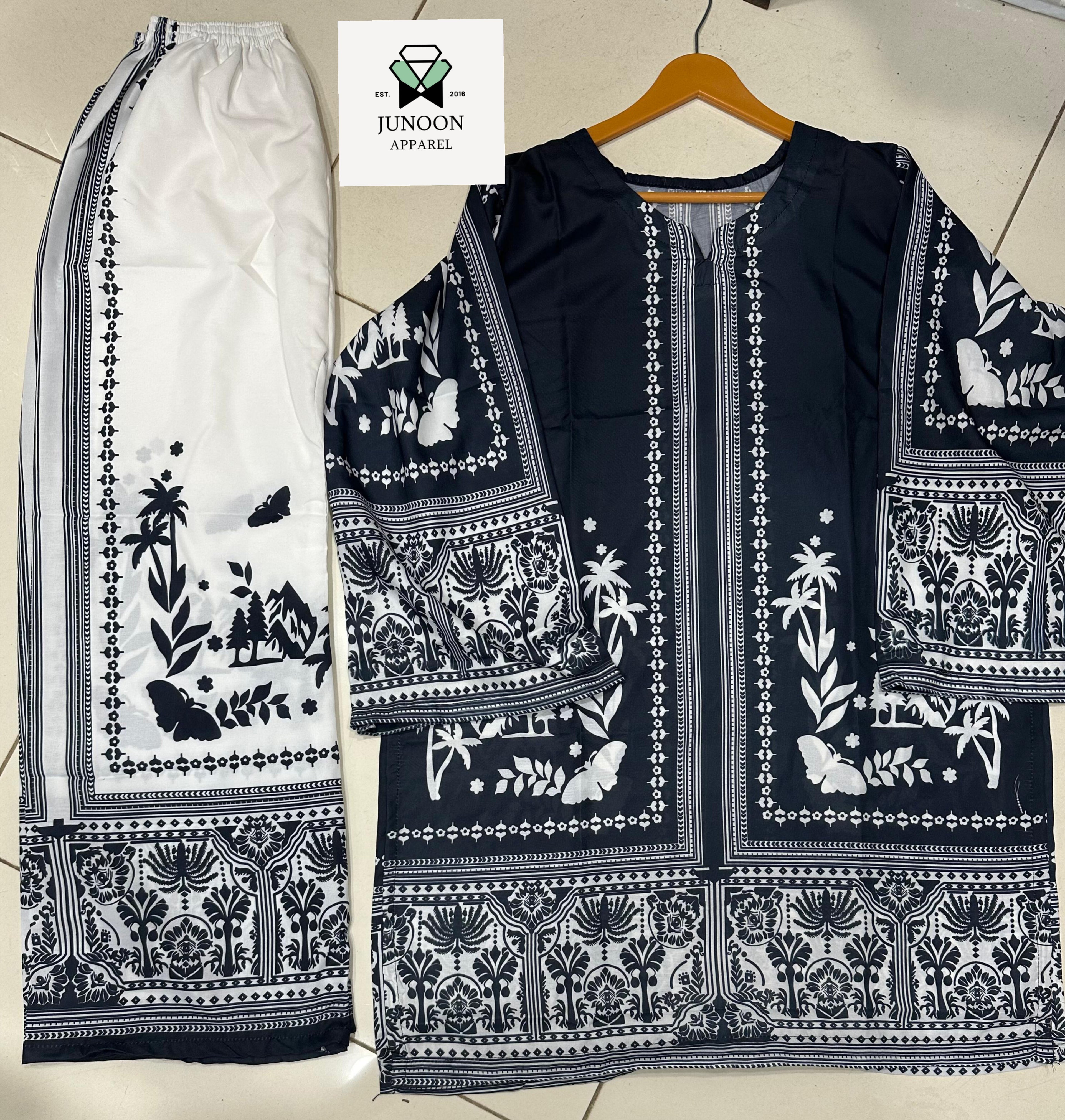 black and white printed co ord set