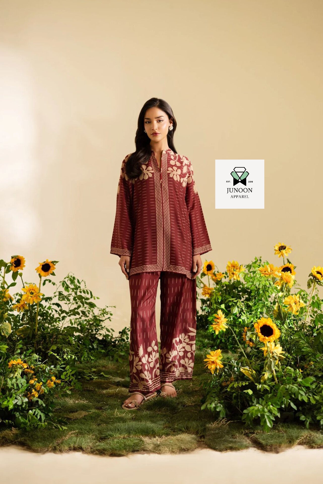 Maroon printed co ord set 2 pc