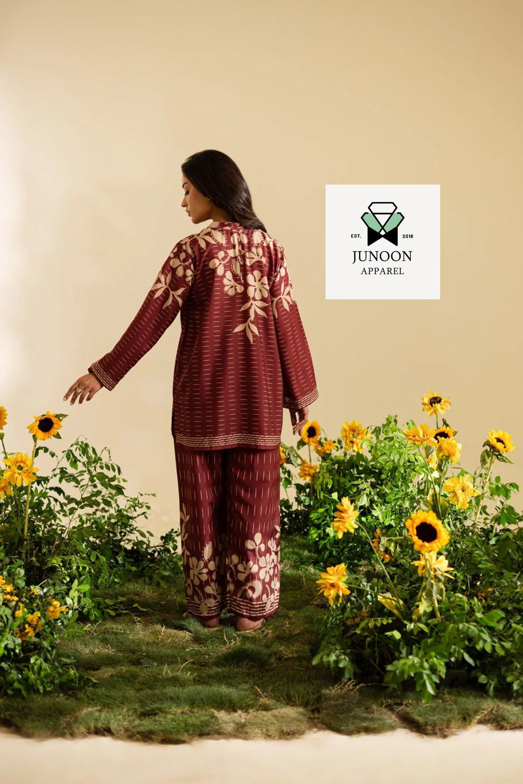 Maroon printed co ord set 2 pc