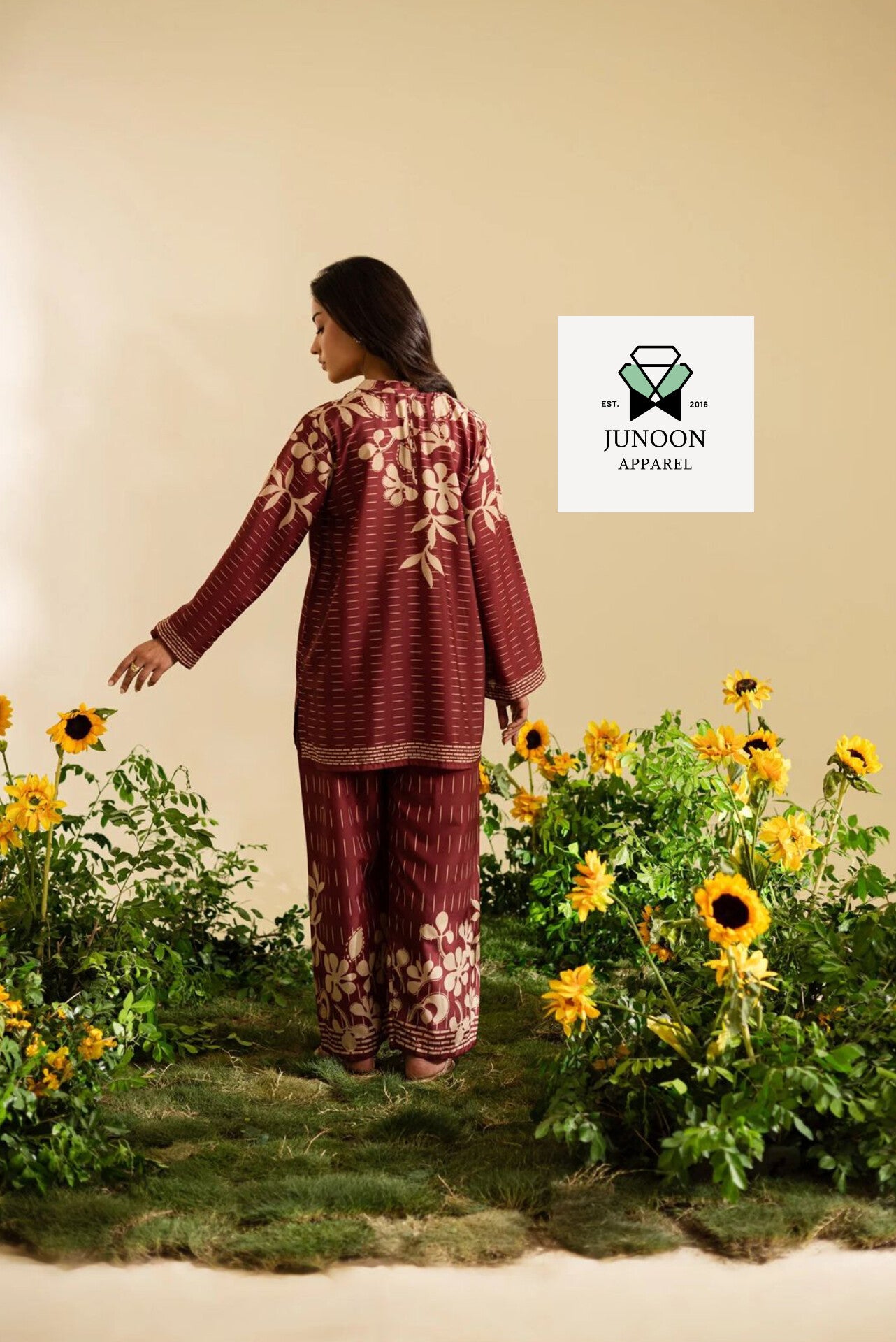 Maroon printed co ord set 2 pc