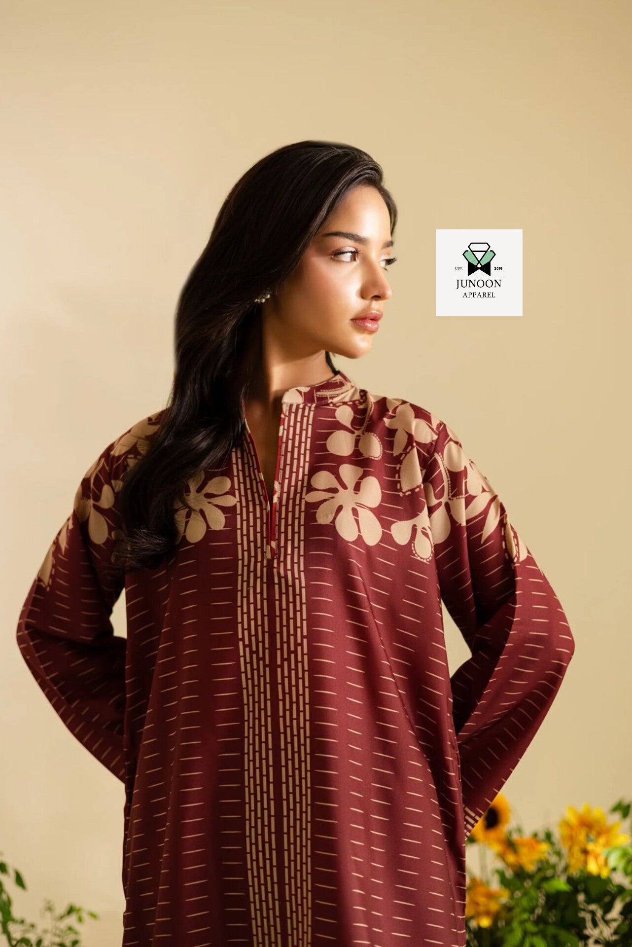 Maroon printed co ord set 2 pc