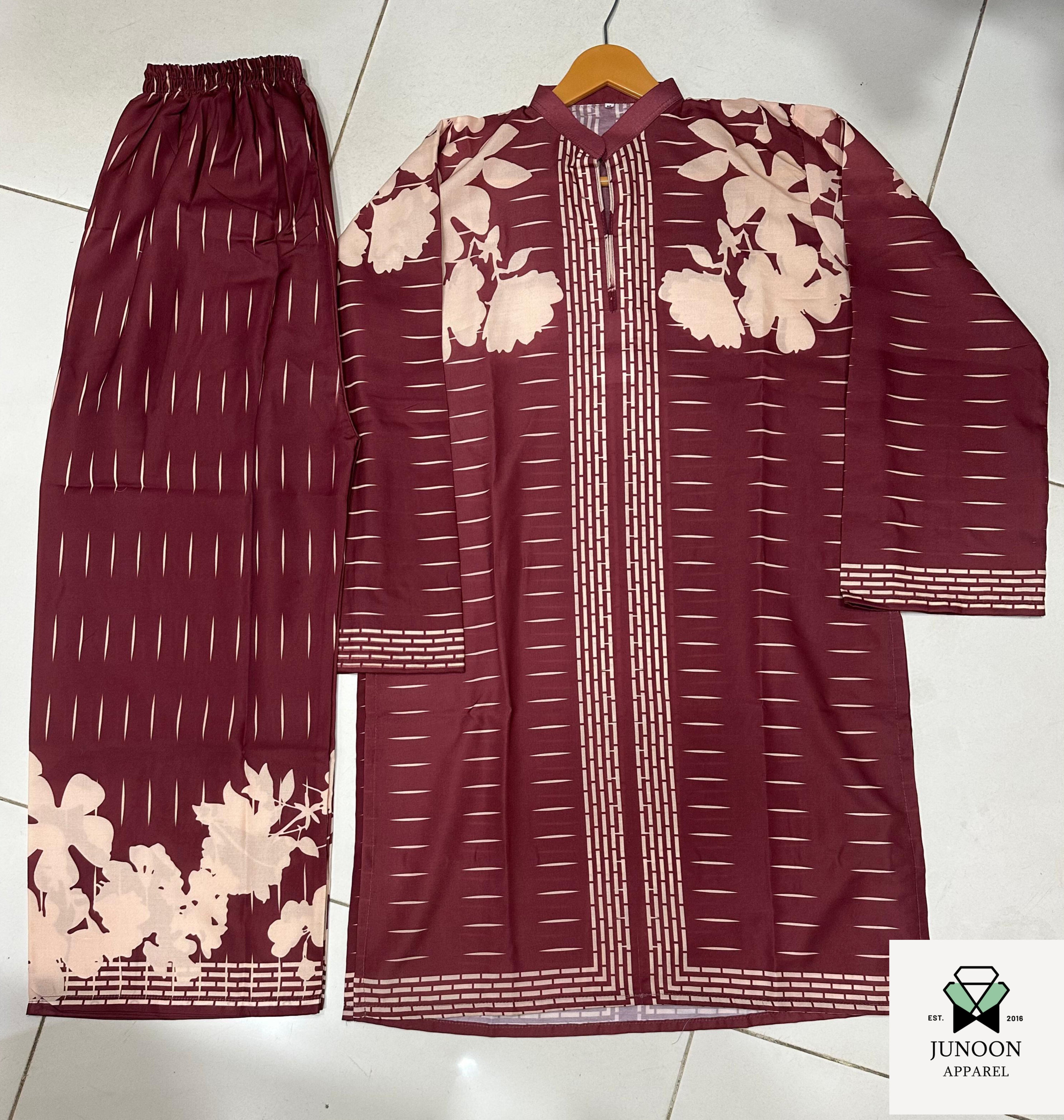 Maroon printed co ord set 2 pc