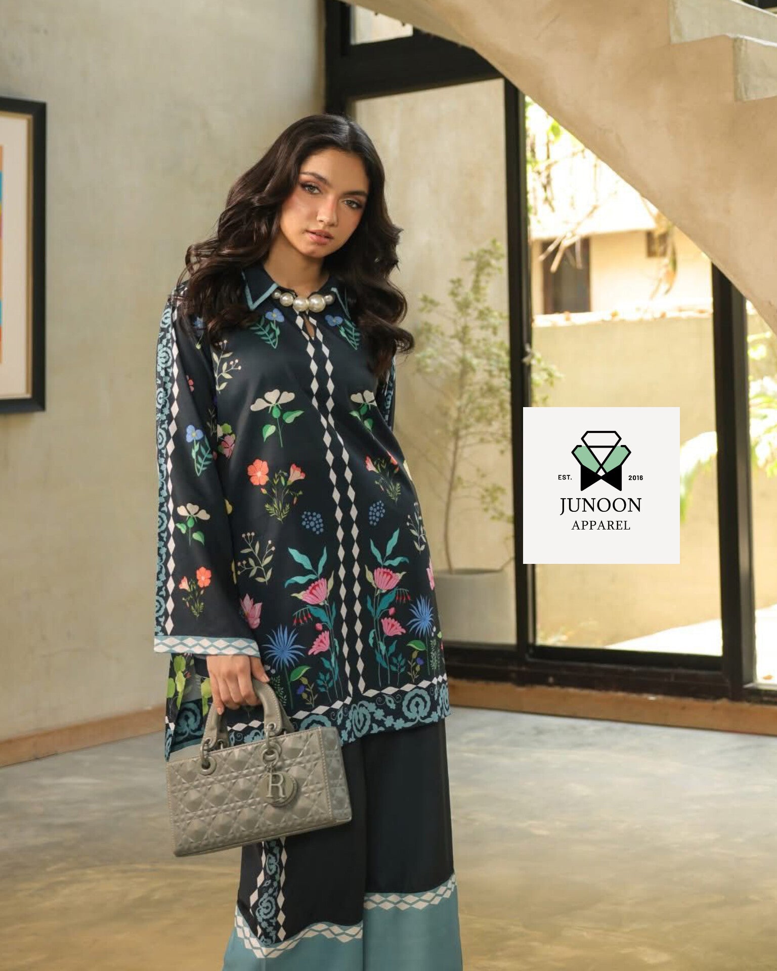 BLACK PRINTED CO ORD SET  2 PC