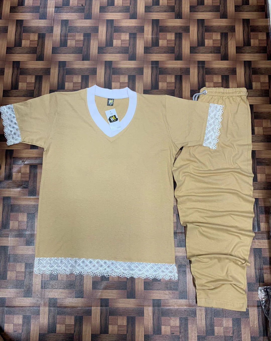 Cream Premium Cotton Jersey Night Suit – Elegant & Comfortable