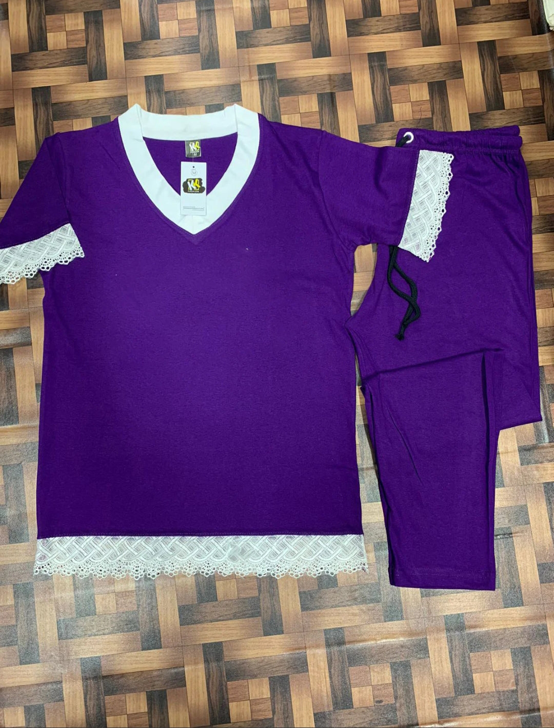 Purple Premium Cotton Jersey Night Suit – Elegant & Comfortable